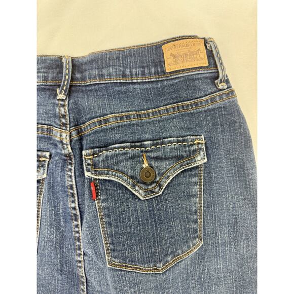 Vintage Levi Denim Mini Skirt Dark Blue-slit- 512 size 6 - Picture 6 of 9